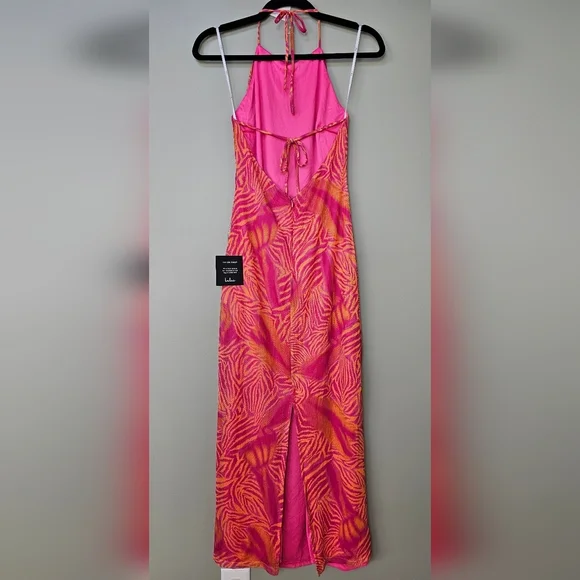 Lulus Camadi Hot Pink Animal Print Mesh Backless Midi Dress, Size XS - Picture 12 of 13